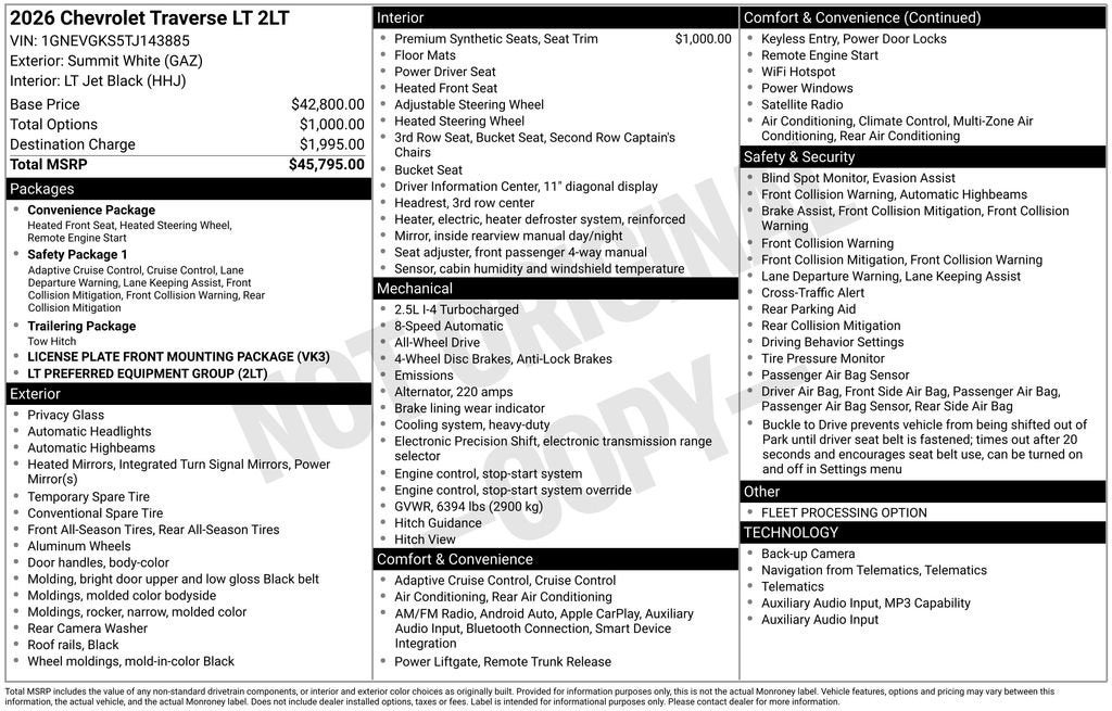 2026 Chevrolet Traverse LT