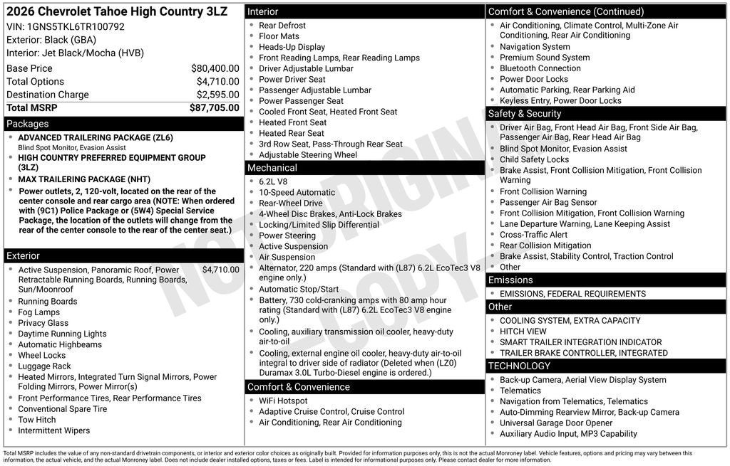 2026 Chevrolet Tahoe High Country