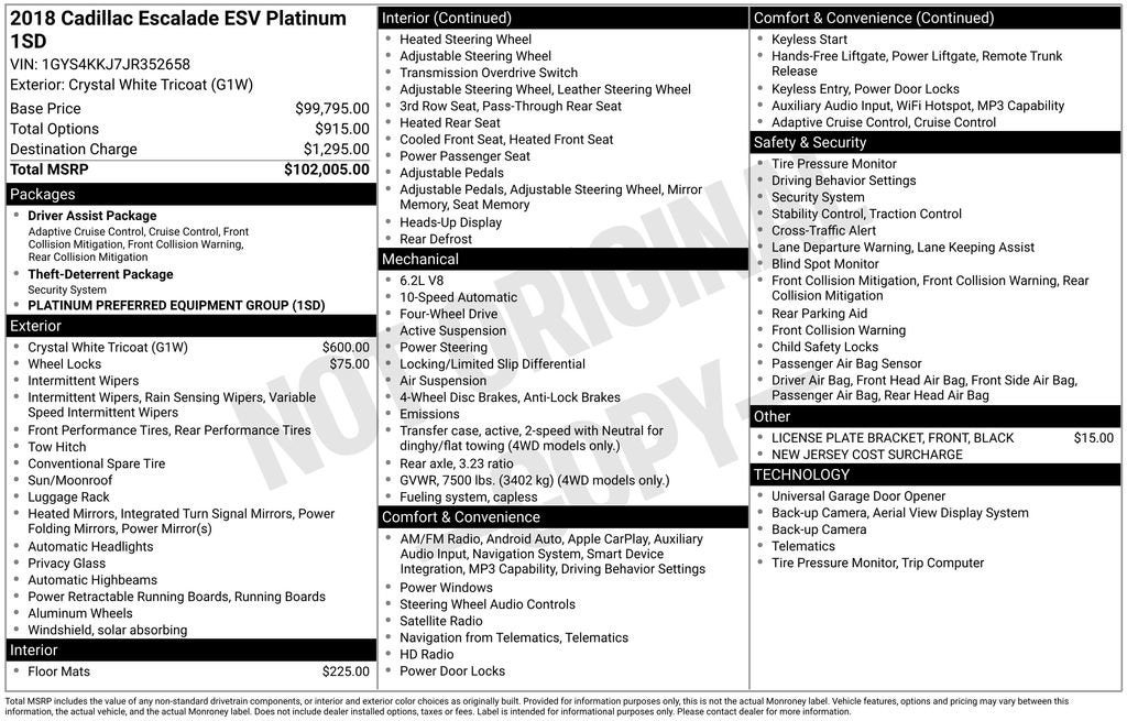 2018 Cadillac Escalade ESV Platinum