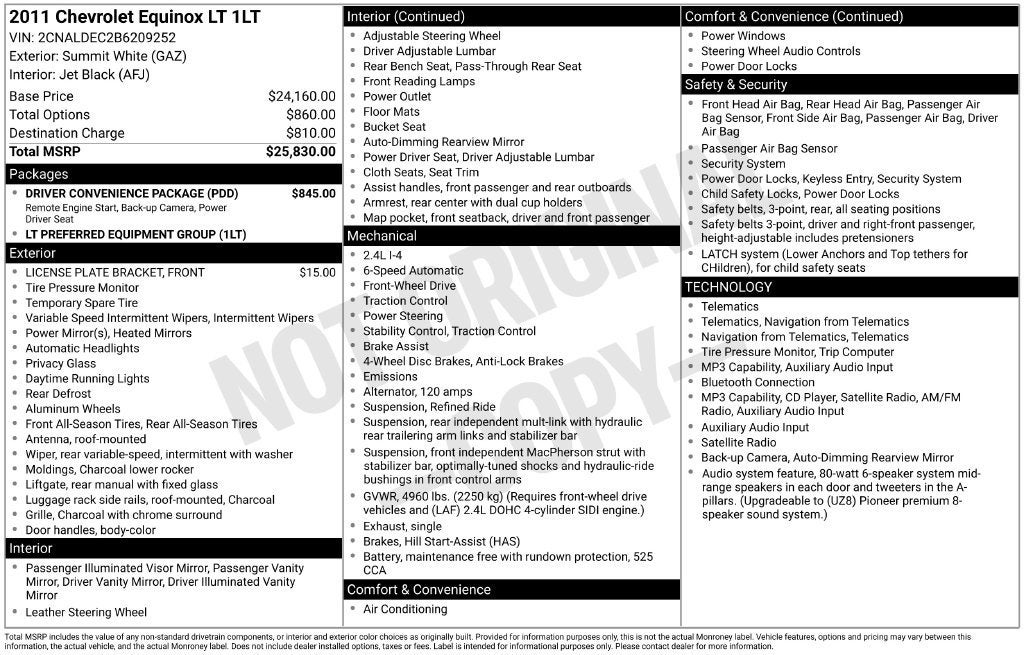 2011 Chevrolet Equinox LT w/1LT