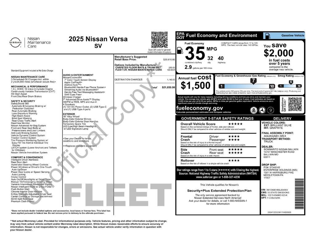 2025 Nissan Versa SV