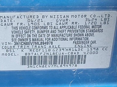 2021 Nissan Versa SV Xtronic CVT