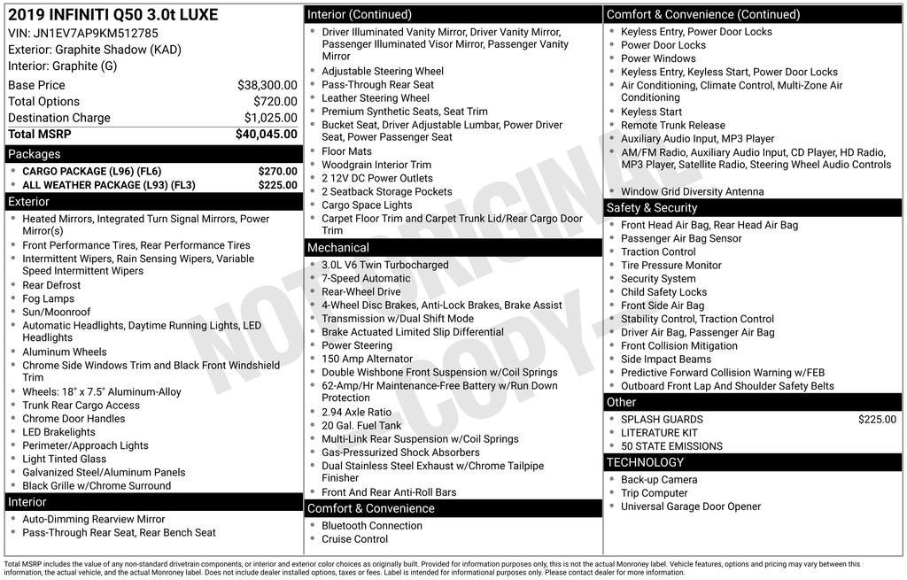 2019 INFINITI Q50 3.0t LUXE