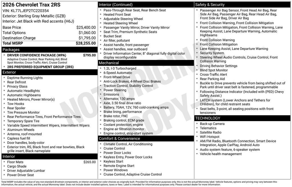 2026 Chevrolet Trax 2RS