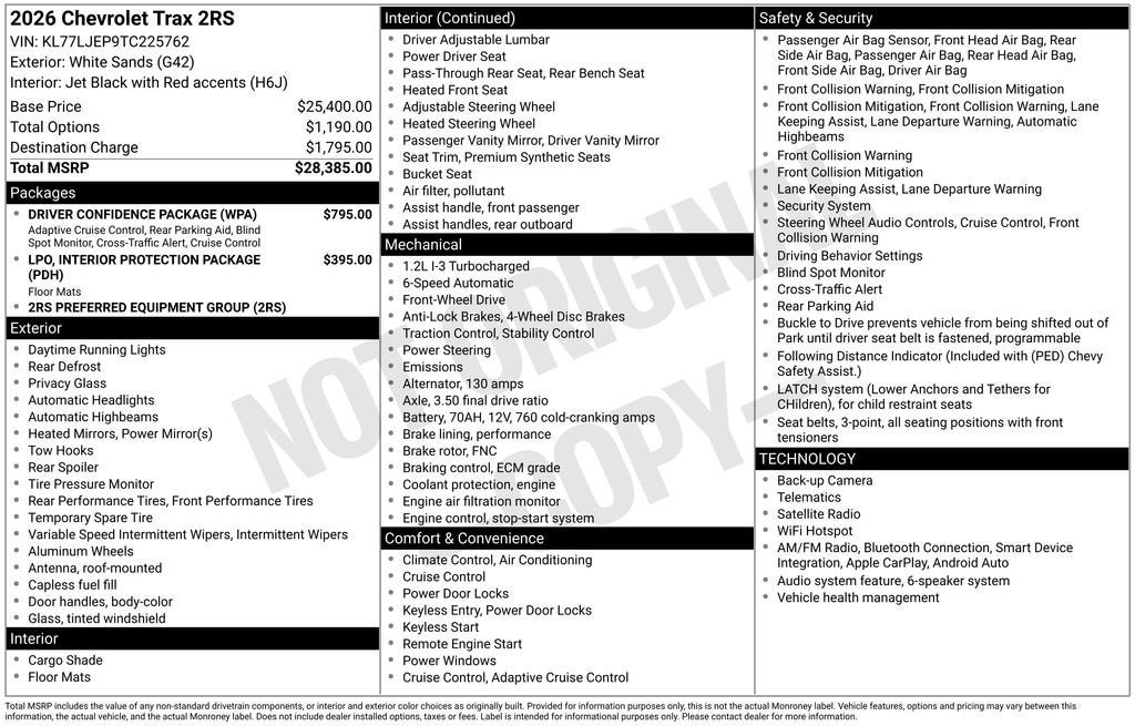2026 Chevrolet Trax 2RS