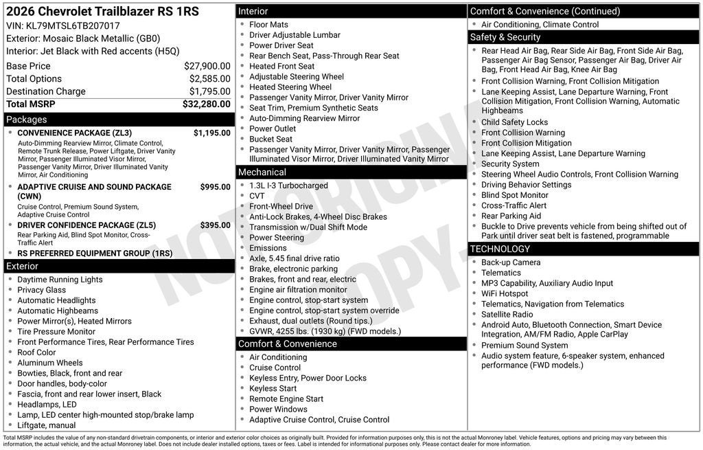 2026 Chevrolet Trailblazer RS